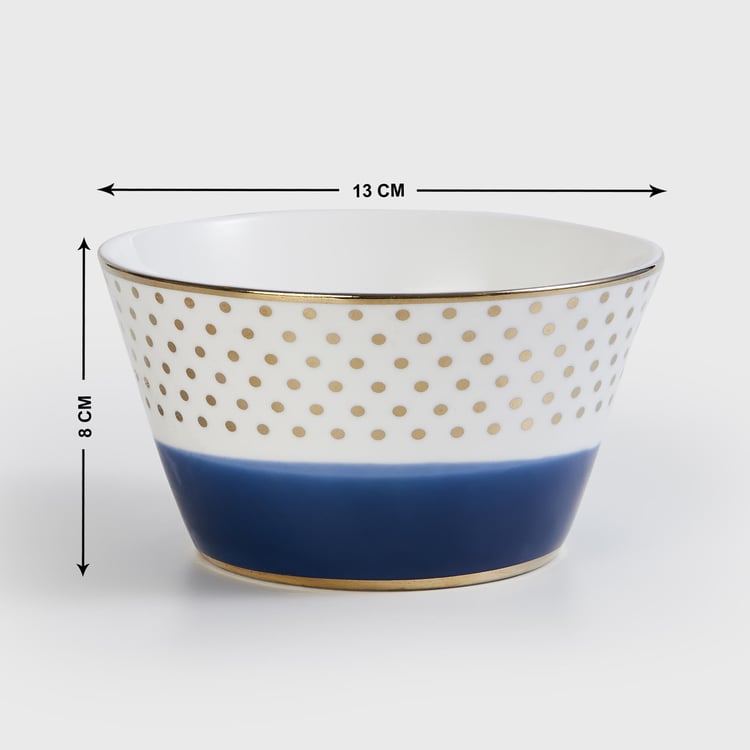 Fiesta-Zeno White Colourblocked Bone China Serving Bowl - 470ml