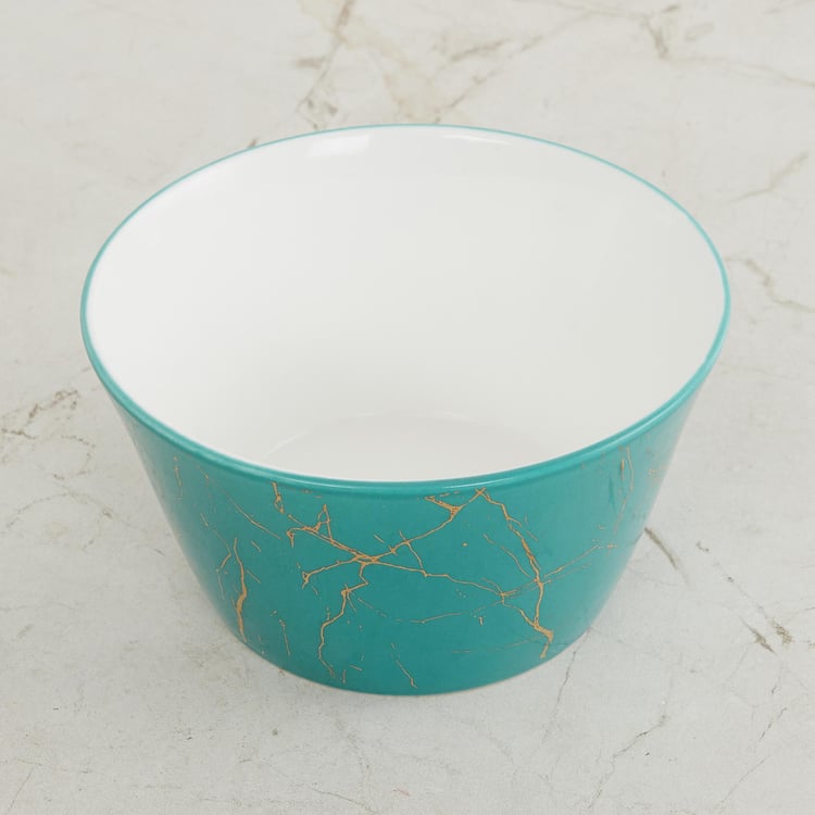 Fiesta-Zeno Teal Printed Bone China Serving Bowl - 470ml