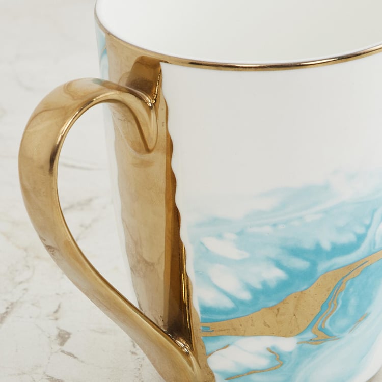 Fiesta-Zeno Teal Printed Bone China Coffee Mug - 340ml