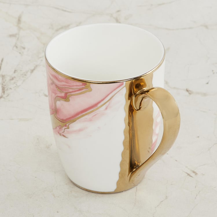 Fiesta-Zeno White and Pink Printed Bone China Coffee Mug - 340ml
