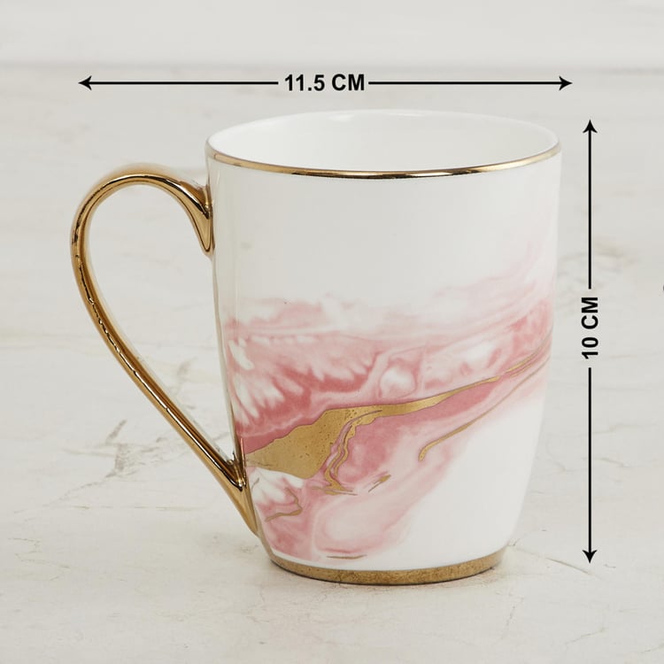 Fiesta-Zeno White and Pink Printed Bone China Coffee Mug - 340ml