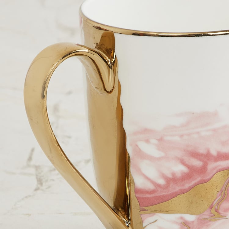 Fiesta-Zeno White and Pink Printed Bone China Coffee Mug - 340ml