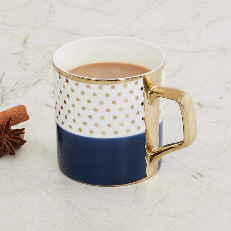 Fiesta-Zeno Blue Colourblocked Bone China Coffee Mug - 240ml