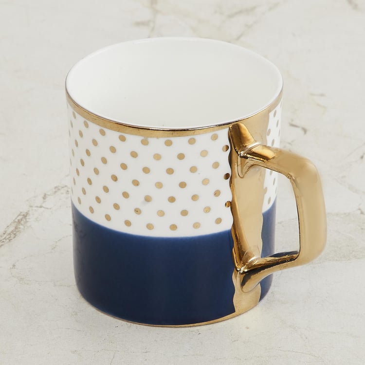 Fiesta-Zeno Blue Colourblocked Bone China Coffee Mug - 240ml