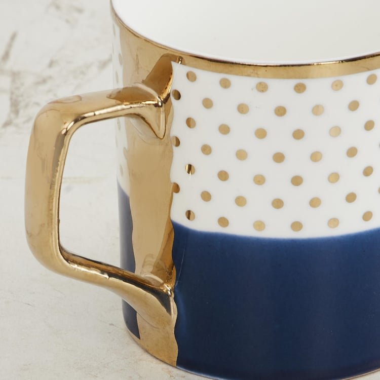 Fiesta-Zeno Blue Colourblocked Bone China Coffee Mug - 240ml