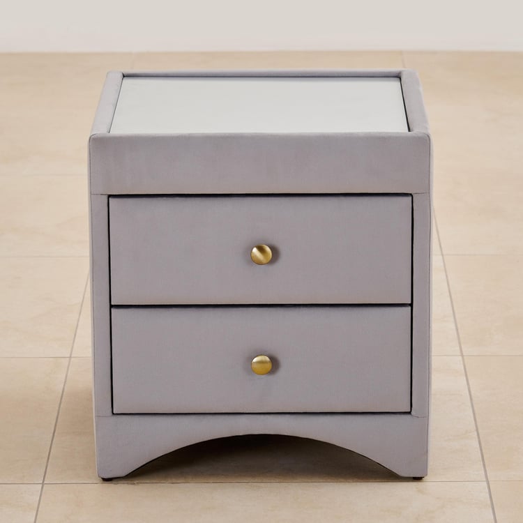 Stellar Ora Fabric Bed Side Table with Drawers - Grey