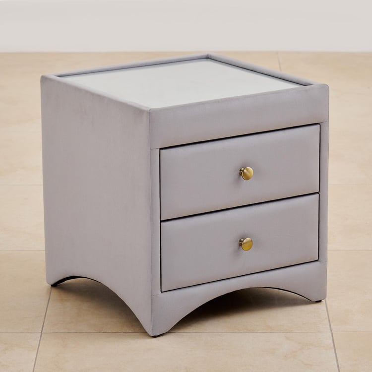 Stellar Ora Fabric Bed Side Table with Drawers - Grey