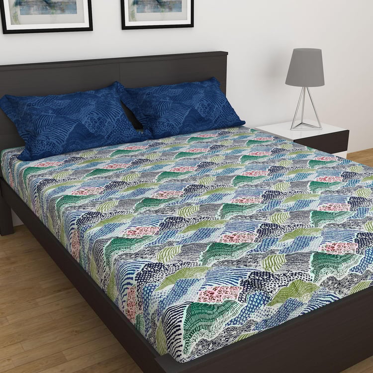 Art of Asia Cotton 180TC Printed 3Pcs King Bedsheet Set
