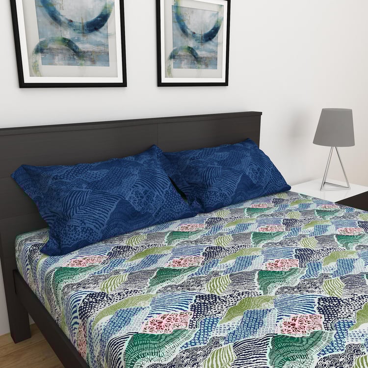 Art of Asia Cotton 180TC Printed 3Pcs King Bedsheet Set