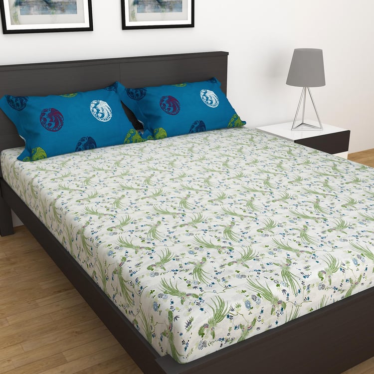 Art of Asia Cotton 180TC Printed 3Pcs Super King Bedsheet Set