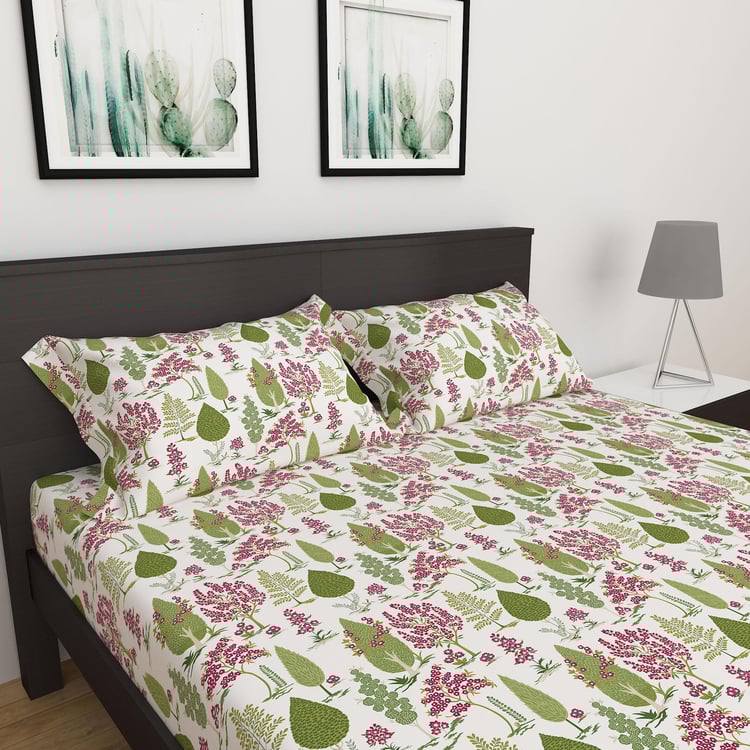 Art of Asia Cotton 180TC Printed 3Pcs Fitted King Bedsheet Set
