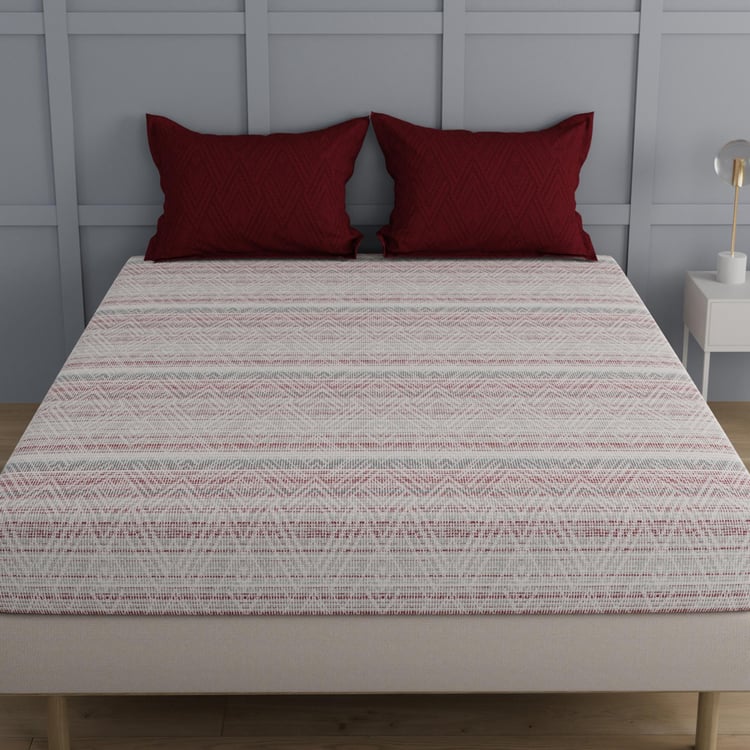 TRIDENT Classic Multicolour Cotton Printed Super King Bedsheet Set - 274x274cm - 3Pcs