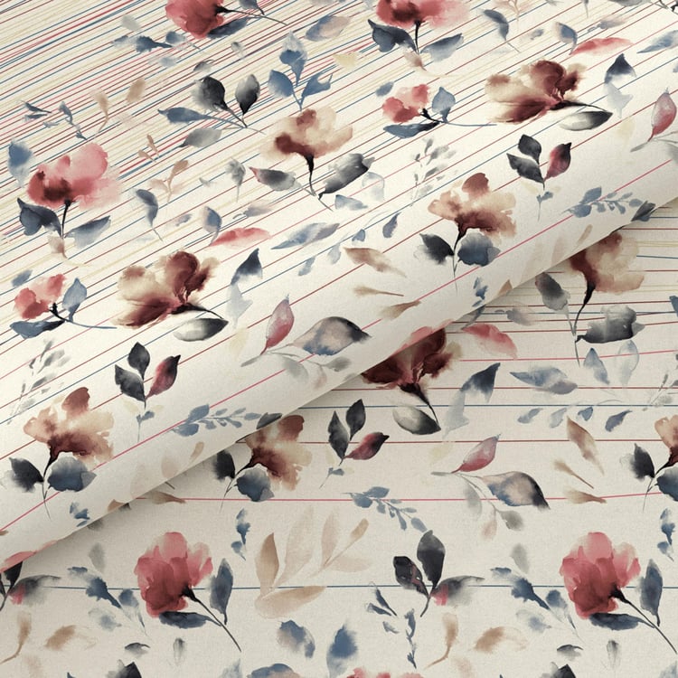 TRIDENT Classic Cream Printed Cotton Super King Bedsheet Set - 274x274cm - 3Pcs