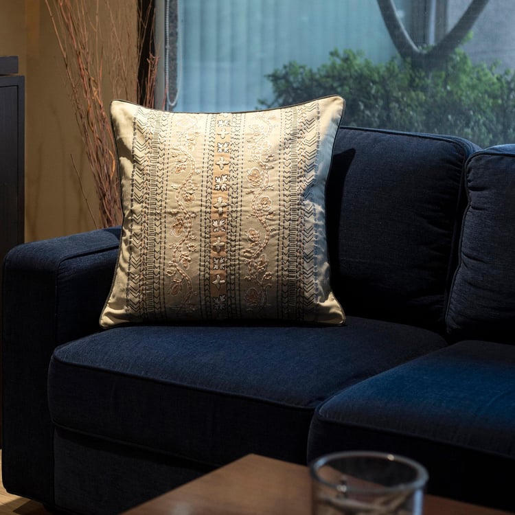 MASPAR Nostalgic Attire Grey Printed Cotton Cushion Cover - 50 x 50 cm