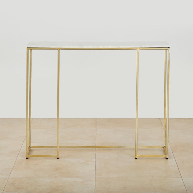 Velvetica Marble Top Console Table - Gold