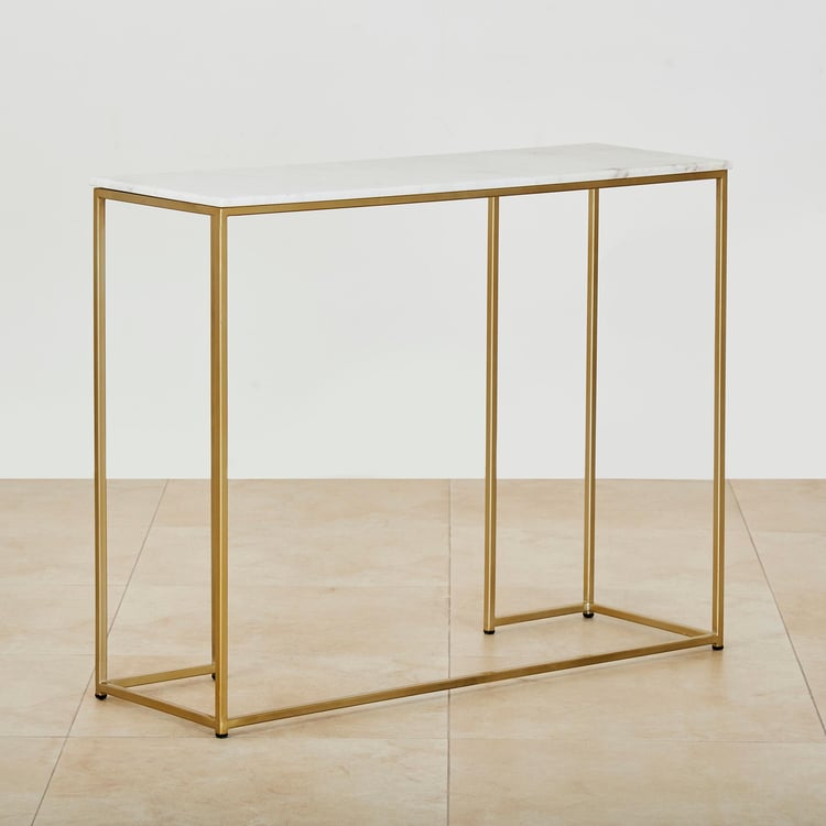 Velvetica Marble Top Console Table - Gold