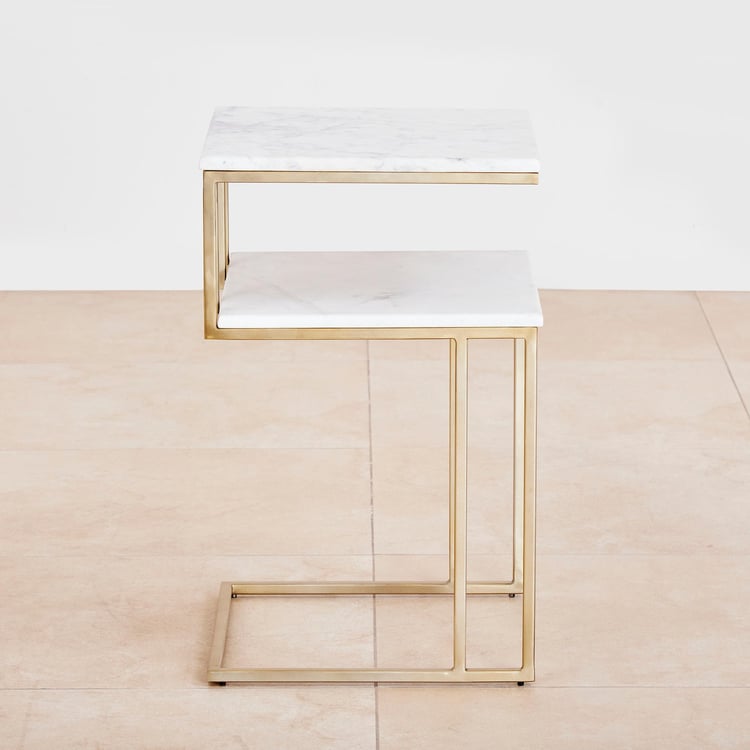 Velvetica Marble Top End Table - Gold