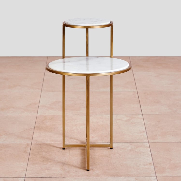 Velvetica Marble Top Accent Table - Gold