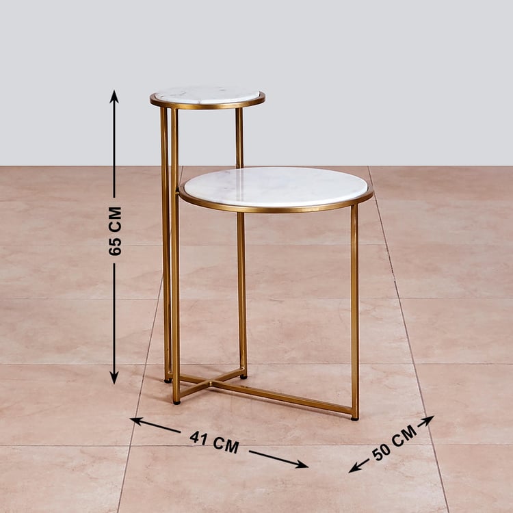 Velvetica Marble Top Accent Table - Gold