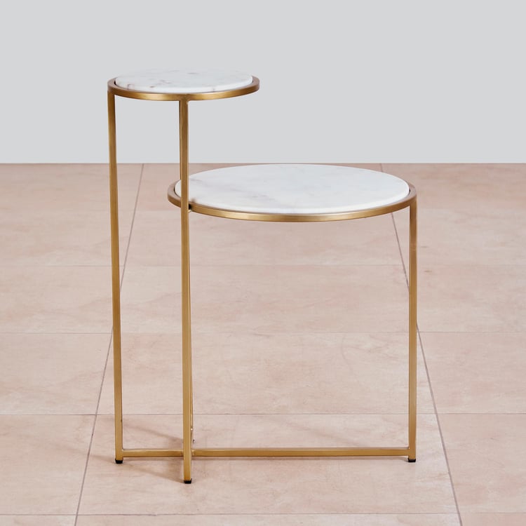 Velvetica Marble Top Accent Table - Gold