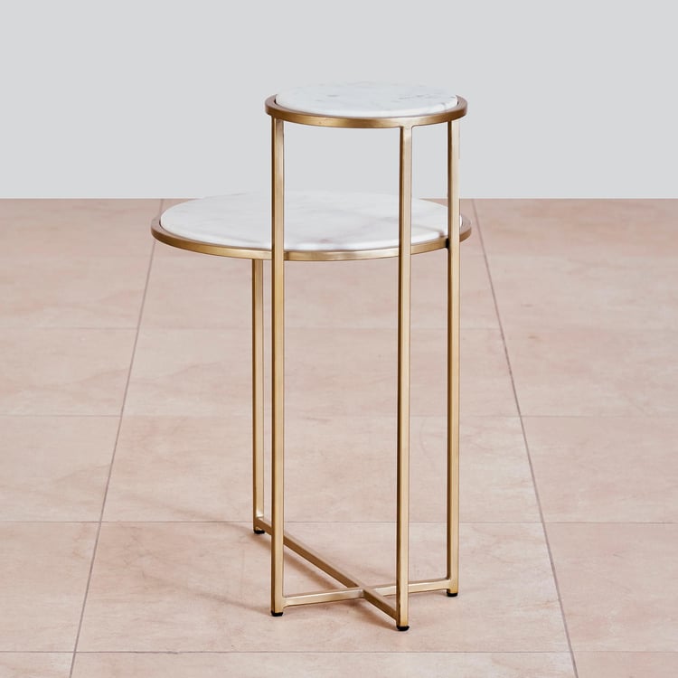 Velvetica Marble Top Accent Table - Gold