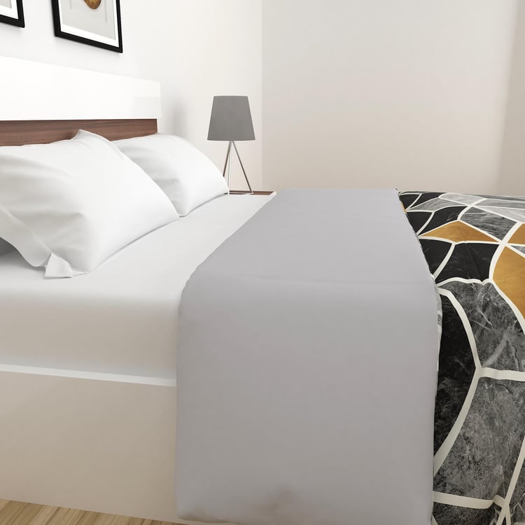 Imprints Grey Marble Printed Cotton King Comforter - 228x274cm