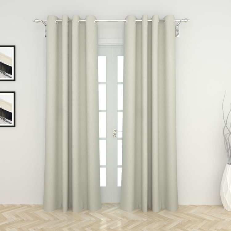 Marshmallow Off-White Solid Blackout Door Curtains - 120x225cm - Set of 2