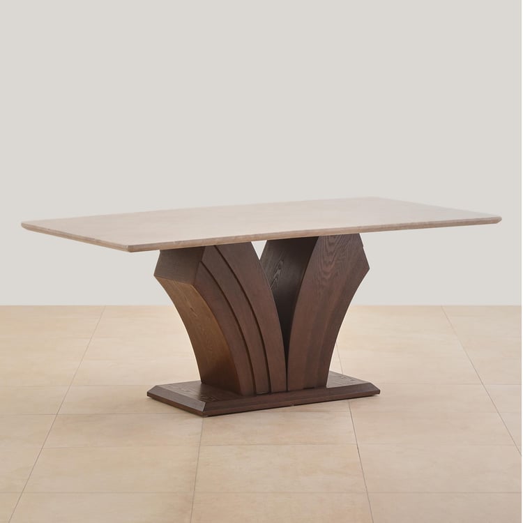 Empire Rubber Wood 6-Seater Dining Table - Brown