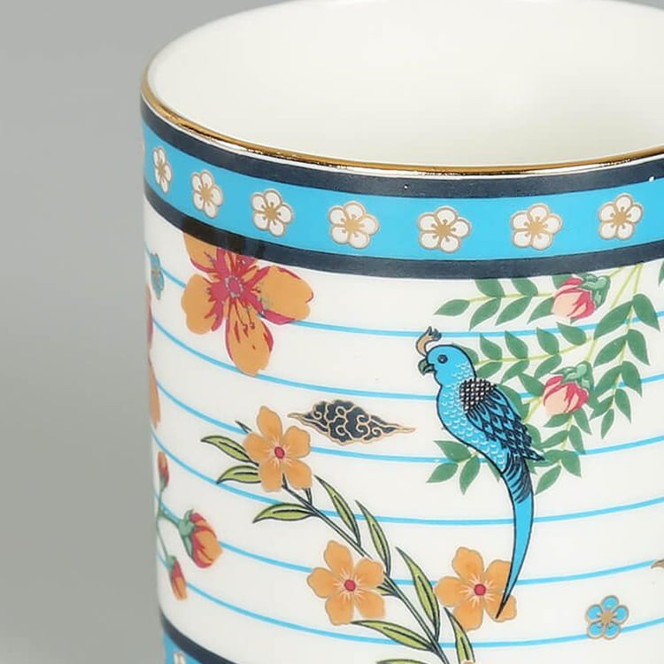 Clay Craft India Circus Verdant Chef D'oeuvre Multicolour Ceramic Mug And Platter Set - 7Pcs