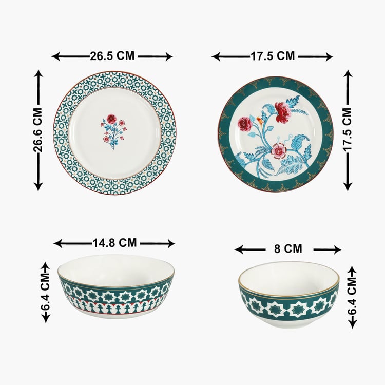 Clay Craft India Circus Marine Opulence Multicolour Printed Ceramic Dinner Set - 20Pcs