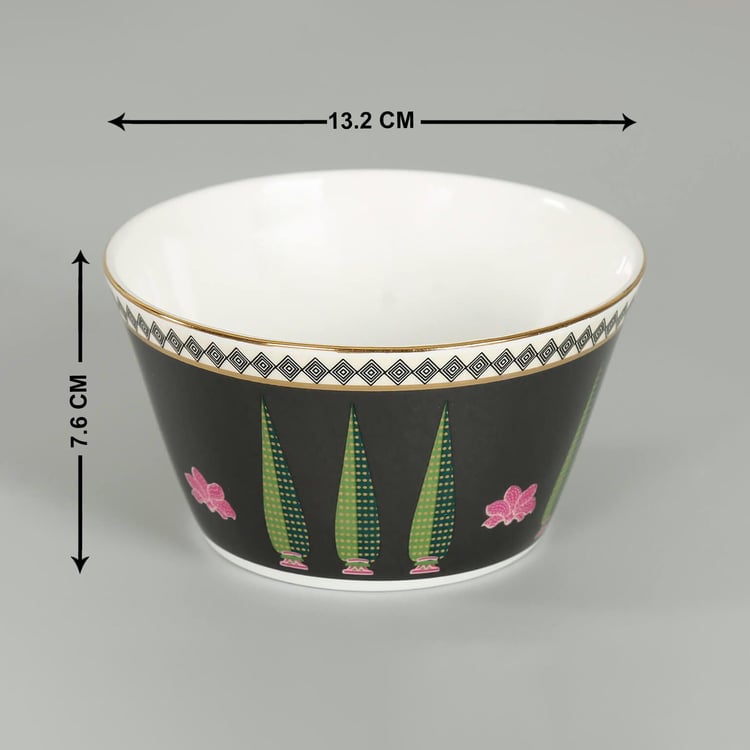 Clay Craft India Circus Cacatua Galerita's Realm Multicolour Printed Ceramic Bowls - Set of 3
