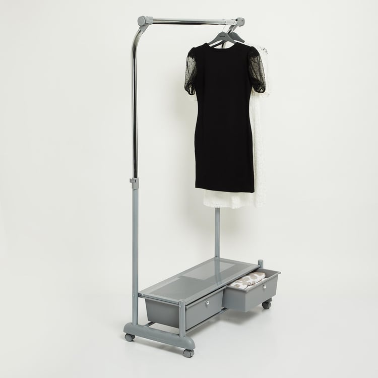 Omnia Stainless Steel Garment Rack with Storage