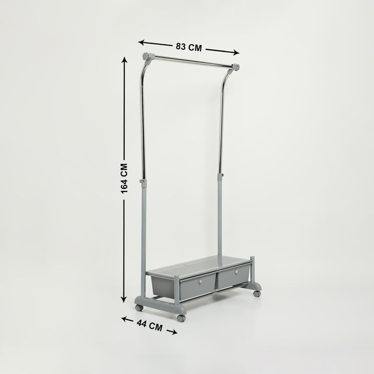 Omnia Stainless Steel Garment Rack with Storage