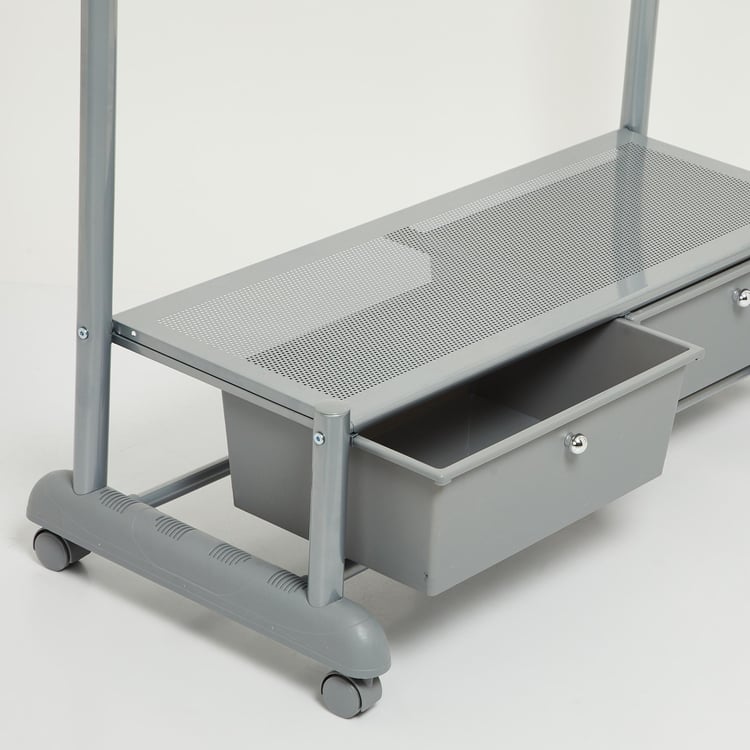 Omnia Stainless Steel Garment Rack with Storage