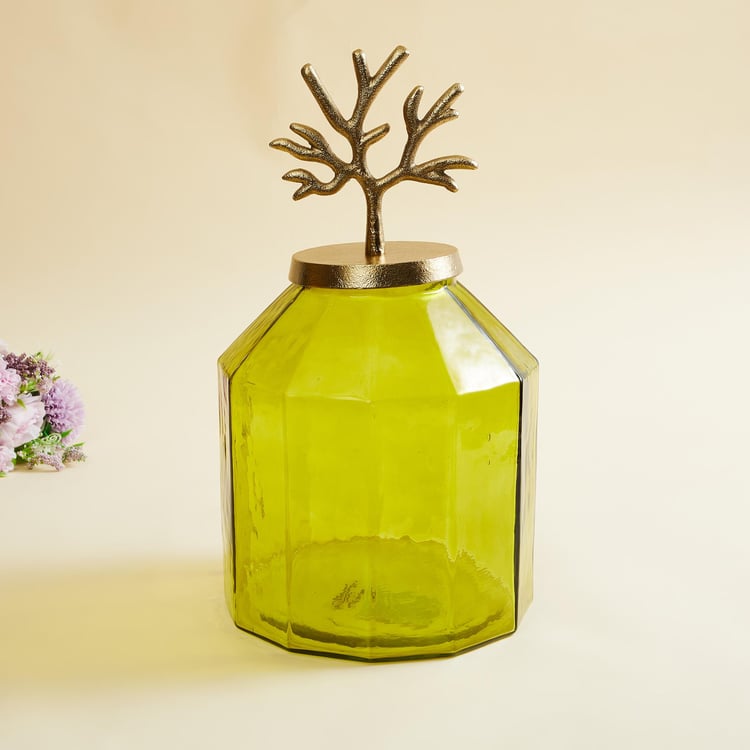 Splendid Glass Decorative Jar with Metal Lid