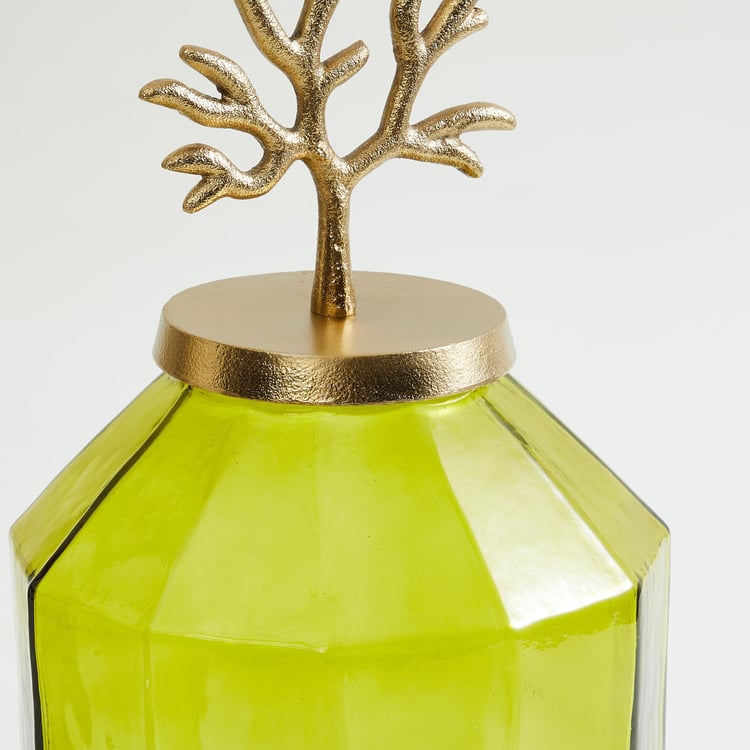 Splendid Glass Decorative Jar with Metal Lid