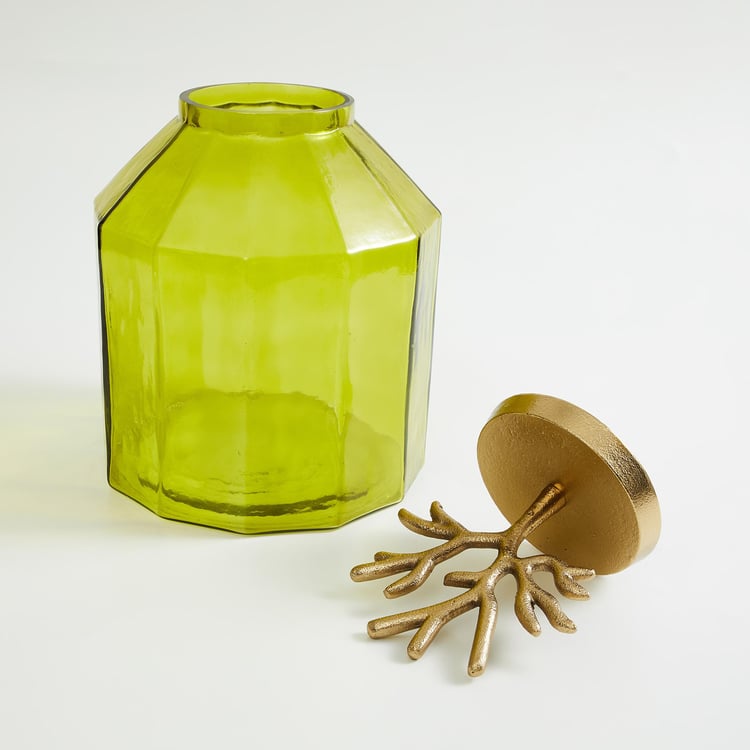 Splendid Glass Decorative Jar with Metal Lid