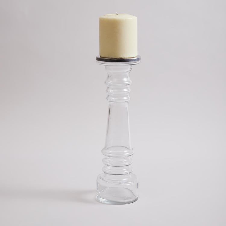 Contour Glass Pillar Candle Holder