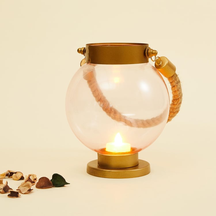 Splendid Jute Handle Glass Lantern