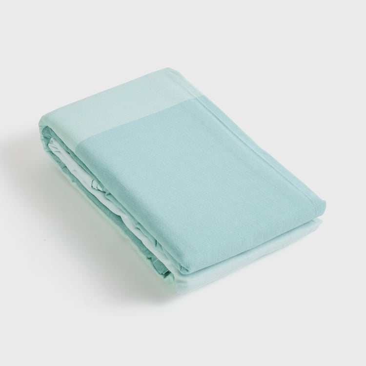 Medora Teal Colourblocked Cotton Table Cloth - 150x250cm