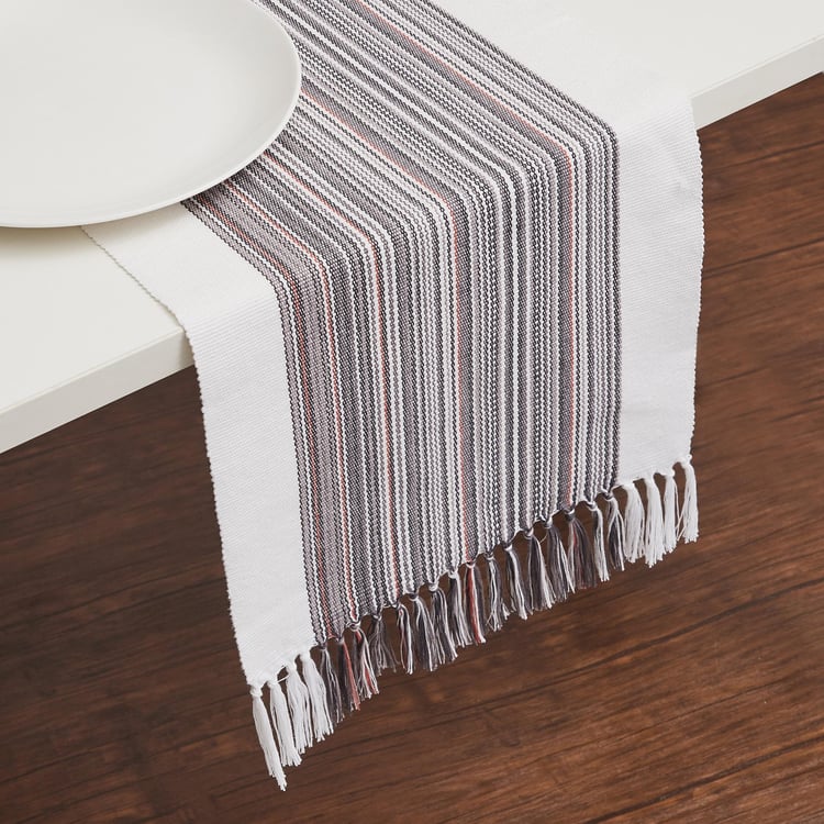 Medora Multicolour Textured Cotton Table Runner - 33x180cm