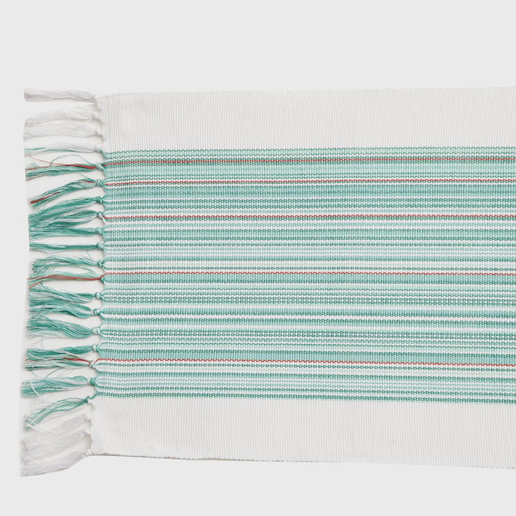 Medora Blue Textured Cotton Table Runner - 33x180cm