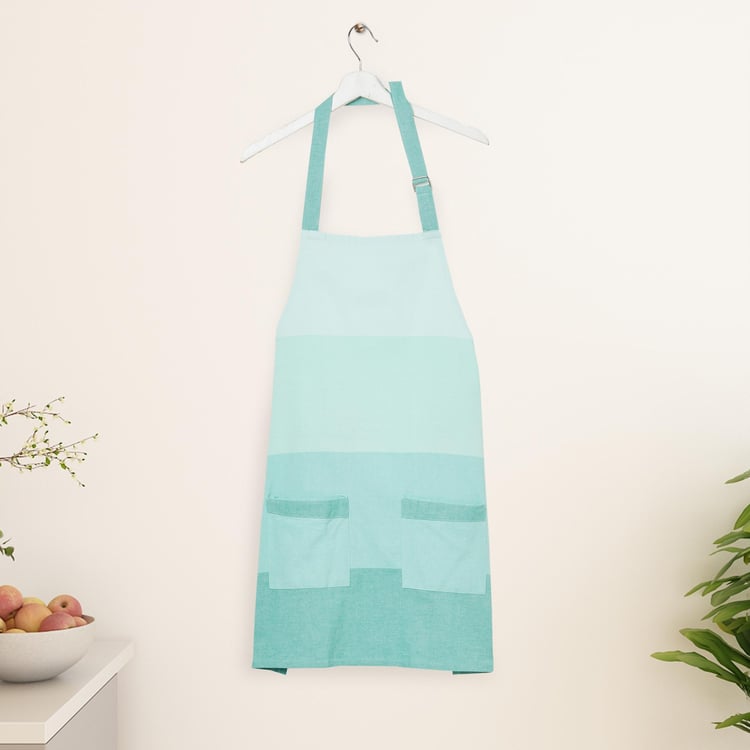 Medora Teal Colourblocked Cotton Kitchen Apron