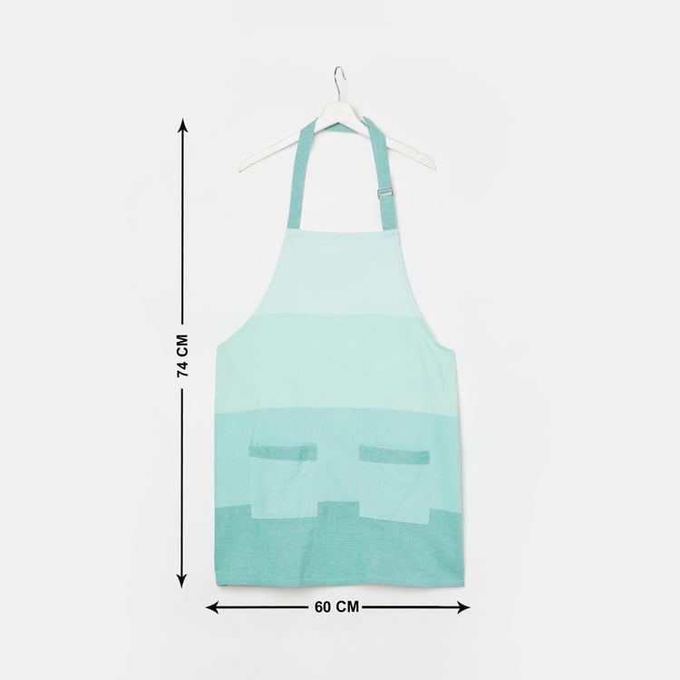 Medora Teal Colourblocked Cotton Kitchen Apron