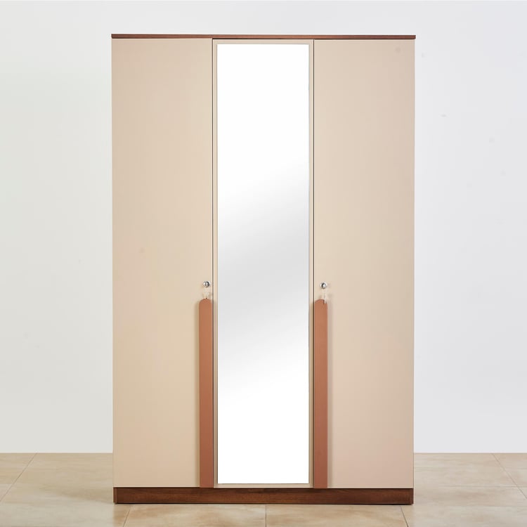 Serenity 3-Door Wardrobe with Mirror - Brown