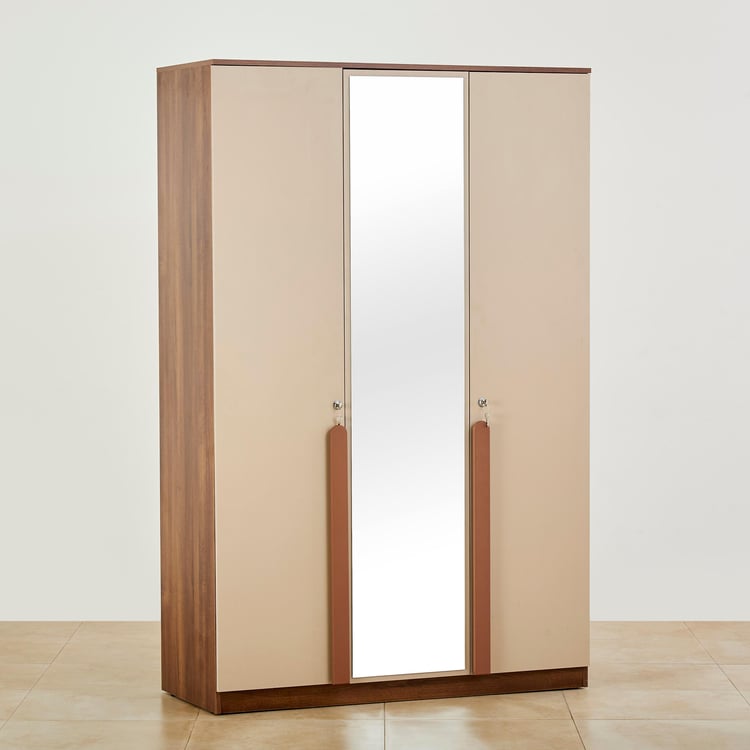 Serenity 3-Door Wardrobe with Mirror - Brown