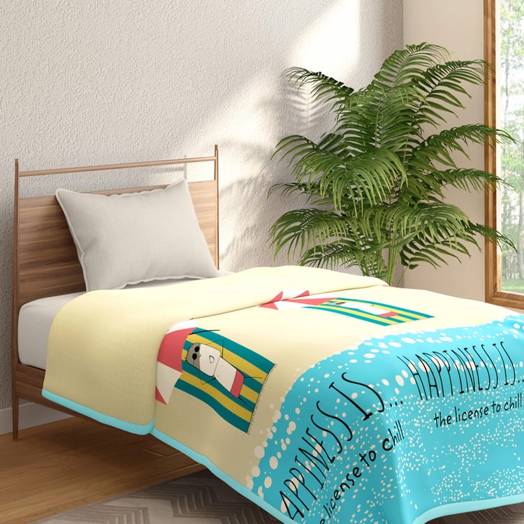 Buy PORTICO Happiness Is Multicolour Printed Microfibre Single