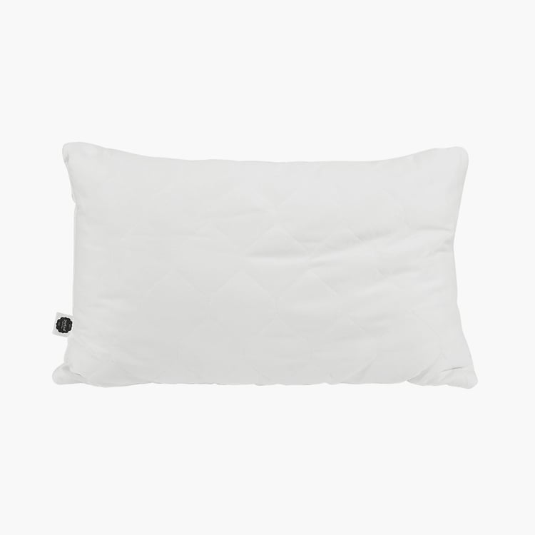 PORTICO Q Pillow White Solid Cotton Throw Pillow - 27x18cm