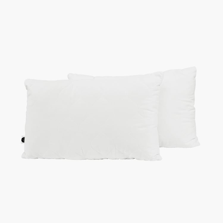 PORTICO Delight White Solid Cotton Pillow - 46x69cm - Set of 2