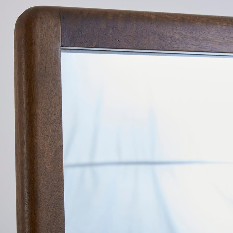 Olivia Mango Wood Dresser Mirror with Drawer - Brown